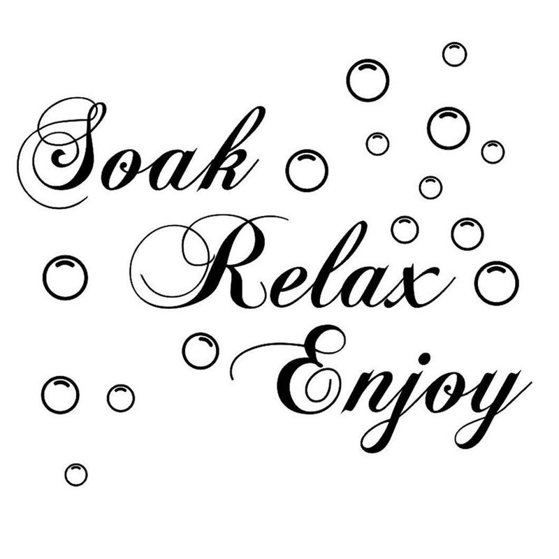 Lchen Soak Relax Enjoy Wall Sticker PVC Removable Bathroom Wall Decal Home Decoration (Black) - Image 1